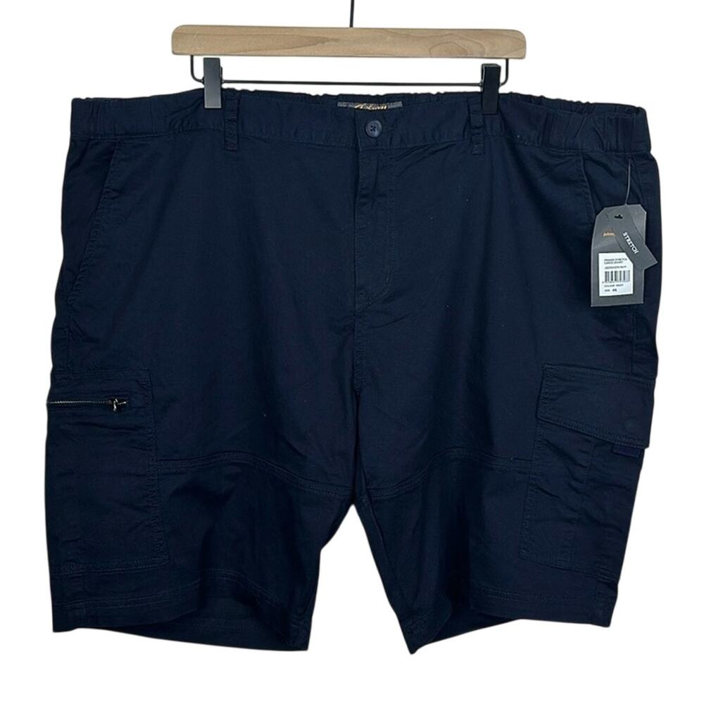 Johnny Bigg Men's 46 Big & Tall Fraser Navy Blue Stretch Cargo Shorts NWT